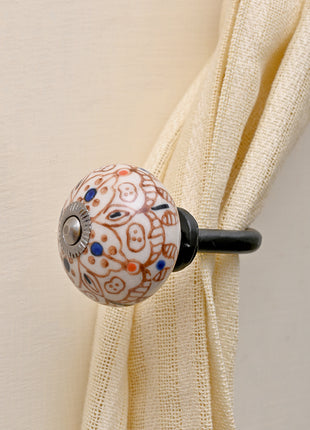 Curtain Tie Backs Hook Decorative Wall Hook- Brown Design (Set of Two)