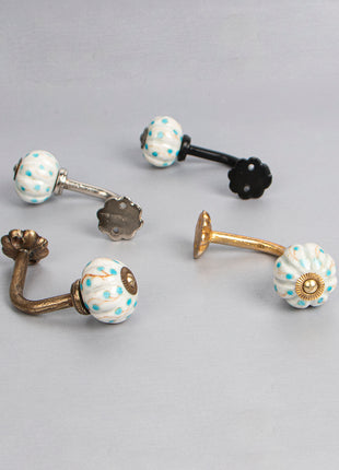 Curtain Tie Backs Hook Decorative Wall Hook-Turquoise Dots (Set of Two)