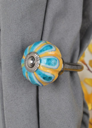 Curtain Tie Backs Hook Decorative Wall Hook-Yellow, Turquoise (Set of Two)