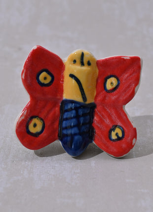 Kids Multicolor Butterfly Ceramic Cabinet Knob