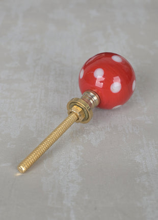 Well Designed Round Shaped Red Knob With White Polka-Dots