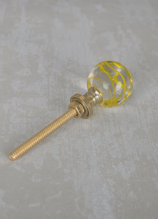 Antique Clear Glass Drawer Cabinet Knob With Yellow Spiral