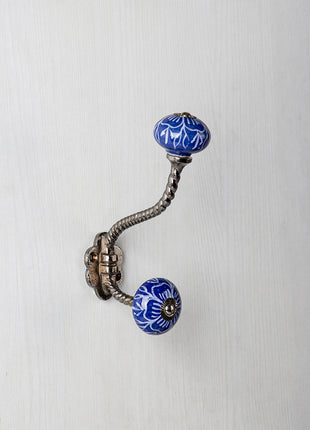 Royal Blue Ceramic Knob With Metal Wall Hanger