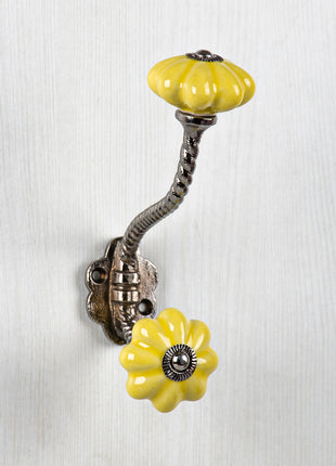 Decorative Ceramic Metal Wall Hanger With Yellow Knob