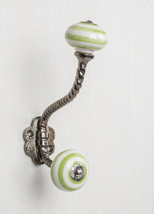 Spiral Light Green And White Knob With Metal Wall Hanger