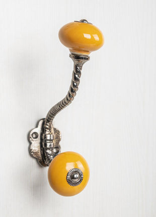Decorative Solid Yellow Cabinet Knob With Metal Wall Hanger