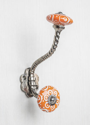 Decorative Ceramic Metal Wall Hanger With Orange Ceramic Knob