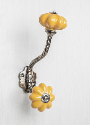 Flower Shaped Solid Mustard Knob With Metal Wall Hanger