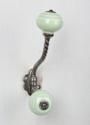 Green Color Ceramic Cebinet Knob With Metal Wall Hanger