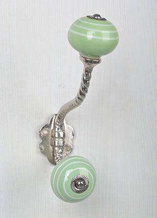 Green Color Ceramic Cebinet Knob With Metal Wall Hanger