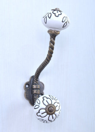 Unique Round White Color Dresser Cabinet Knob With Metal Wall Hanger