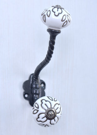 Unique Round White Color Dresser Cabinet Knob With Metal Wall Hanger
