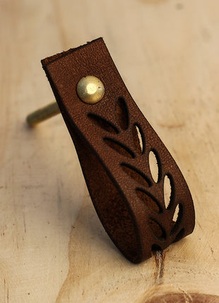 Brown Leafy Design Leather knobs