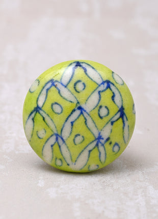 Elegant Lime Green Ceramic Blue Pottery Door Knob