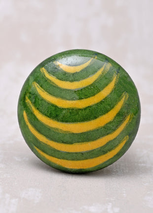 Green And Yellow Designer Ceramic Blue Pottery Drawer Knob