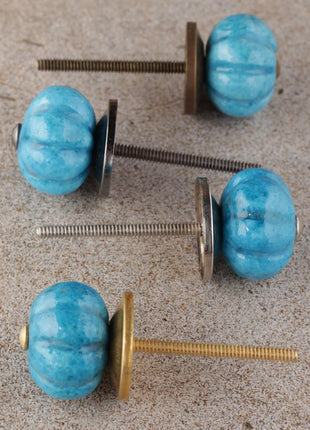 Stylish Turquoise Melon Shaped Ceramic Wardrobe Cabinet Knob