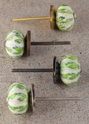 Green Design With White Base Melon Shaped Drawer Knob