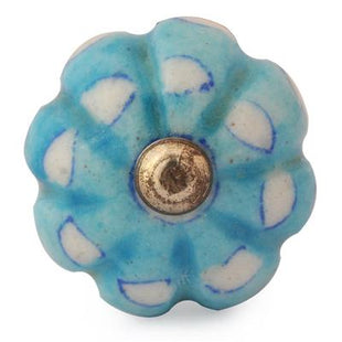 White and Turquoise design knob