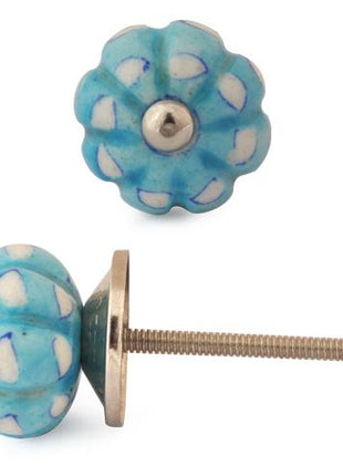 White and Turquoise design knob