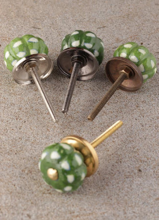 Dark Green Melon Shaped Bathroom Knob With White Print