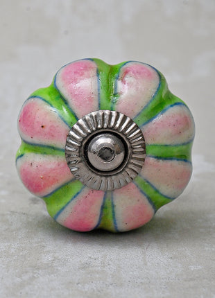 Green and Pink Ceramic Knob