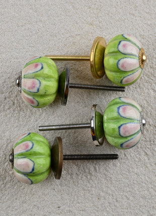 Green and Pink Ceramic Knob