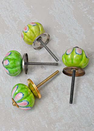 Green and Pink Ceramic Knob