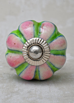 Green and Pink Ceramic Knob