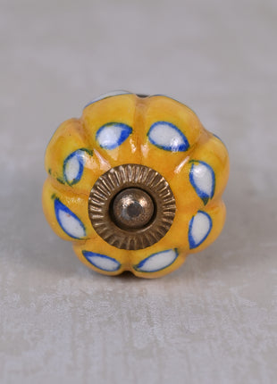 Vintage Yellow Melon Shaped Ceramic Wardrobe Cabinet Knob