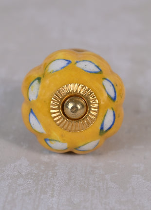 Vintage Yellow Melon Shaped Ceramic Wardrobe Cabinet Knob