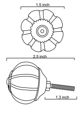 Melon Shaped Brown Dresser Cabinet Knob With White Print