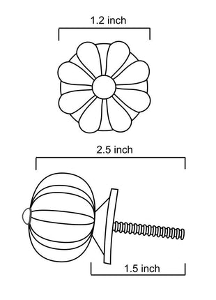 Melon Shaped Brown Dresser Cabinet Knob With White Design