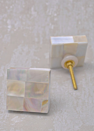 Square Shaped Mother Of Pearl Drawer Cabinet Knob