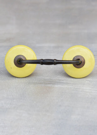 Round Solid Yellow Ceramic Dresser Cabinet Pull