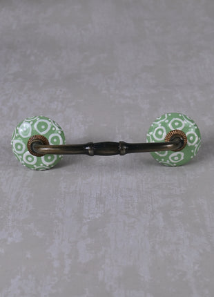 Stylish Green Ceramic Dresser Cabinet Pull With White Print