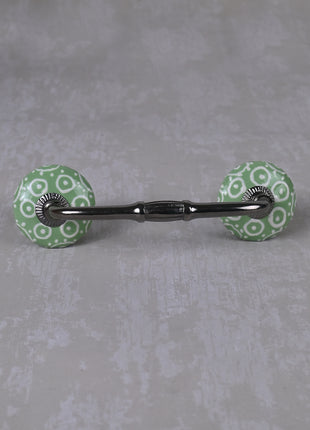 Stylish Green Ceramic Dresser Cabinet Pull With White Print