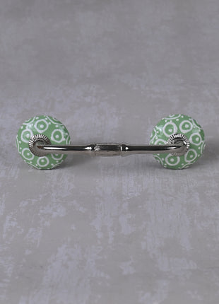 Stylish Green Ceramic Dresser Cabinet Pull With White Print