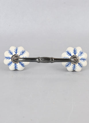 Blue design On White Base Ceramic Drawer Pull