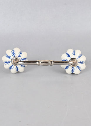 Blue design On White Base Ceramic Drawer Pull