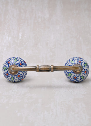 Handmade Multicolor Design on White Base Kitchen Cabinet Drawer Dresser Pull