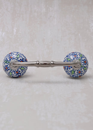 Handmade Multicolor Design on White Base Kitchen Cabinet Drawer Dresser Pull