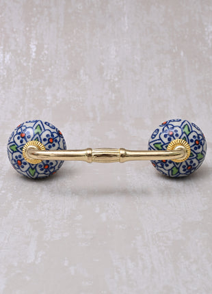 Handmade Multicolor Design on White Base Kitchen Cabinet Drawer Dresser Pull