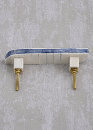 Natural Handmade Horn Bone Drawer Pull-Blue White