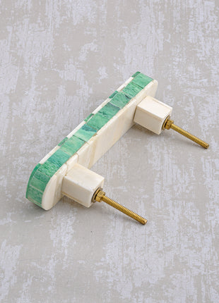 Natural Handmade Horn Bone Drawer Pull-Green White