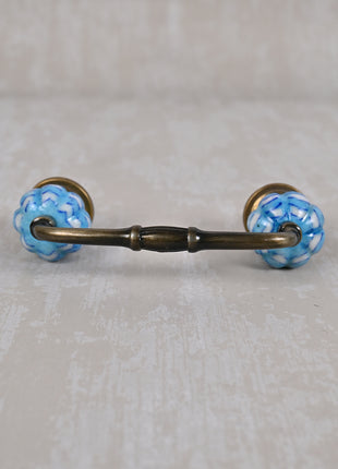 Flower Shaped Turquoise And White Textured Dresser Cabinet Pull