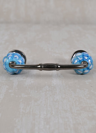 Flower Shaped Turquoise And White Textured Dresser Cabinet Pull