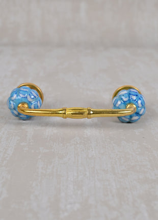 Flower Shaped Turquoise And White Textured Dresser Cabinet Pull