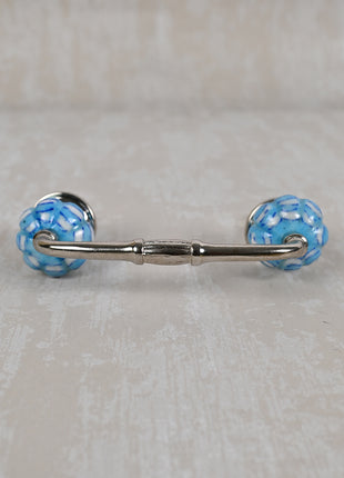 Flower Shaped Turquoise And White Textured Dresser Cabinet Pull