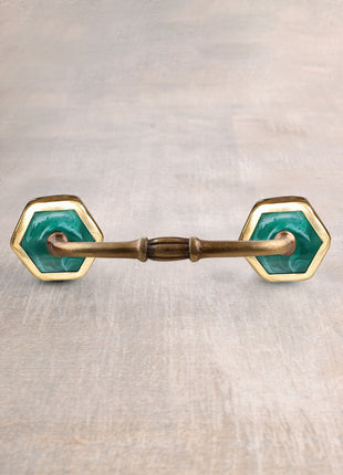 Stylish Teal Green Hexagon Cupboard Cabinet Pull