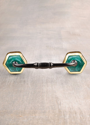 Stylish Teal Green Hexagon Cupboard Cabinet Pull